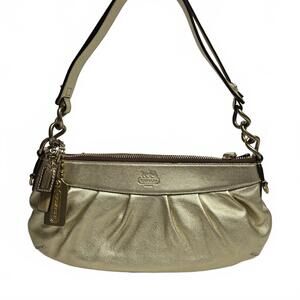 Coach Purse Metallic Gold Leather Shoulder Bag Slouch Chain J0868-13330